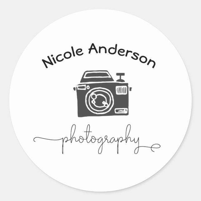 Sticker Rond Photographie Caméra Logo minimal moderne (Devant)