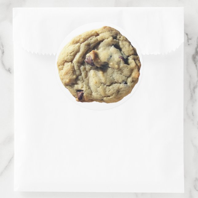 Sticker Rond Photographie de biscuits aux pépites de chocolat (Sac)