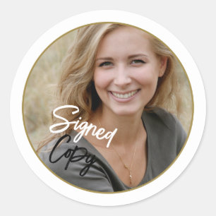 Sticker Rond Photographie de l'auteur "Signed Copy" Signature d