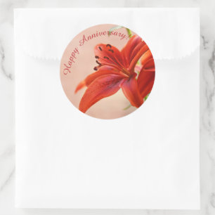 Sticker Rond Photographie de lis tigre orange pour anniversaire
