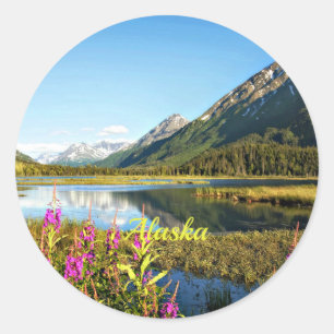Sticker Rond Photographie de paysage pittoresque d'Alaska
