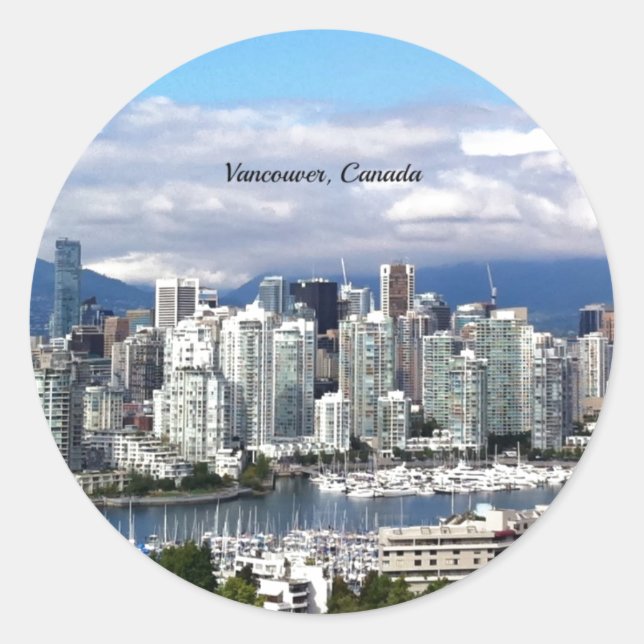 Sticker Rond Photographie de Vancouver Canada Skyline (Devant)