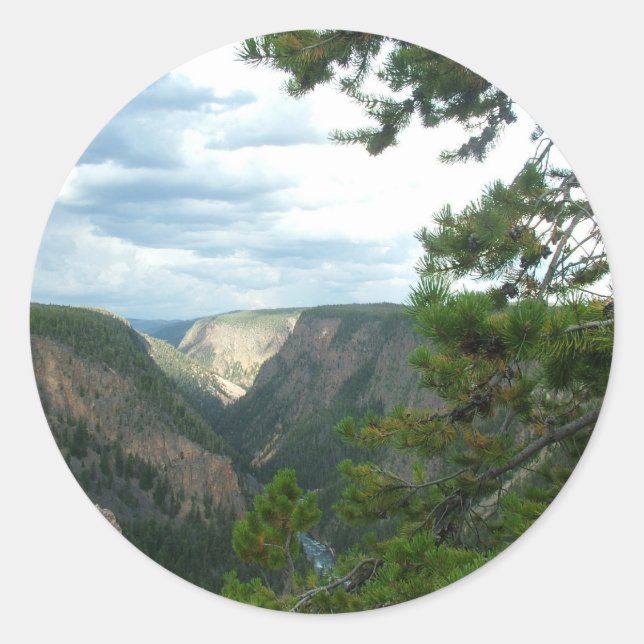 Sticker Rond Photographie de Yellowstone, montre des chutes d'e (Devant)