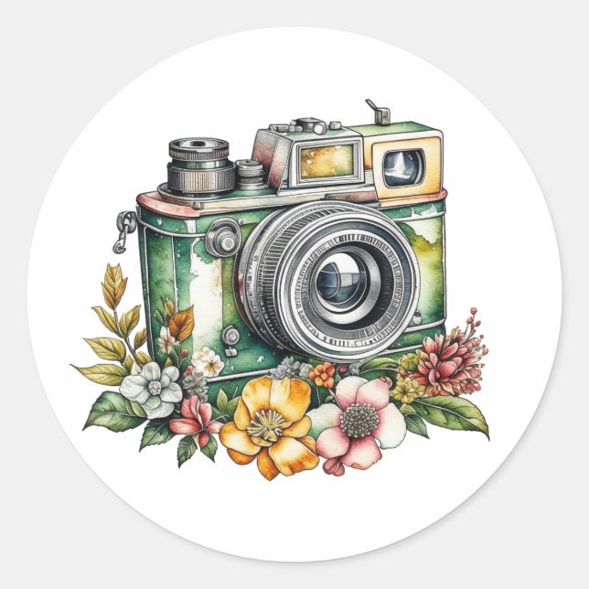 Sticker Rond Photographie Graphiques et Citation | Caméra Vinta (Devant)
