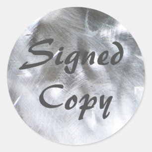 Sticker Rond Photographie métallique et copie signée en gris