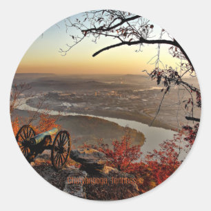 Sticker Rond photographie panoramique de Chattanooga, Tennessee