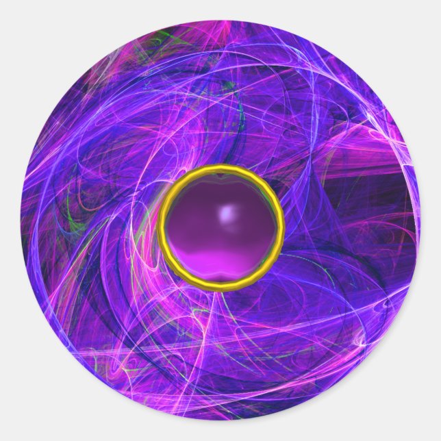 Sticker Rond PHOTON CRAZY Violet Pierre Bleue Fractées, Flacons (Devant)