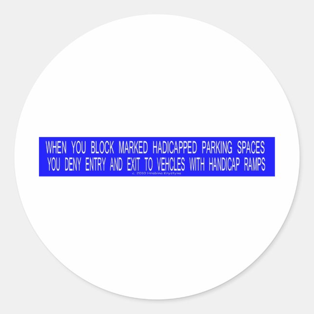 STICKER ROND PHRASES DE STATIONNEMENT HANDICAP 2 (Devant)
