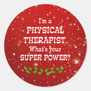 Sticker Rond Physiothérapeute Super Power, Conception de Noël,