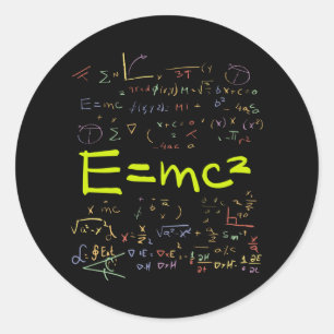 Sticker Rond Physique et formules mathématiques EMC2