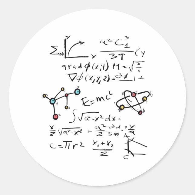 Sticker Rond Physique Math Formule Enseignant Molécules étudian (Devant)