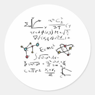 Sticker Rond Physique Math Formule Enseignant Molécules étudian