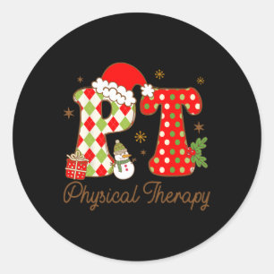 Sticker Rond Physique Thérapie Noël Snowman Nurse Crew