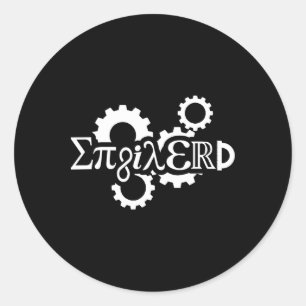 Sticker Rond Pi Day Enginerd Engineer Gear mécanique