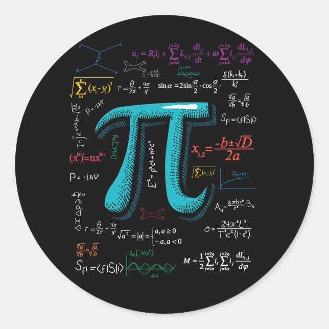 Sticker Rond Pi Day Math Equation Mathématique Enseignant (Devant)