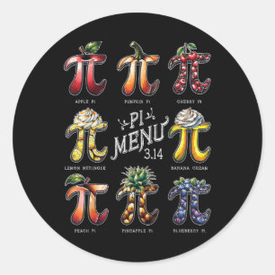 Sticker Rond Pi Menu Pi Day 3.14 Drôle Menu Fruit Pie Teachers