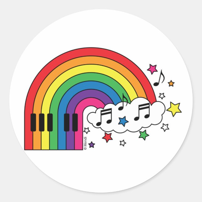 Sticker Rond Piano arc-en-ciel (Devant)