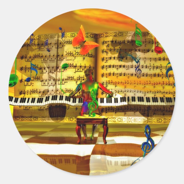 Sticker Rond Piano art (Devant)