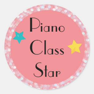 Sticker Rond Piano Class Star avec étoiles