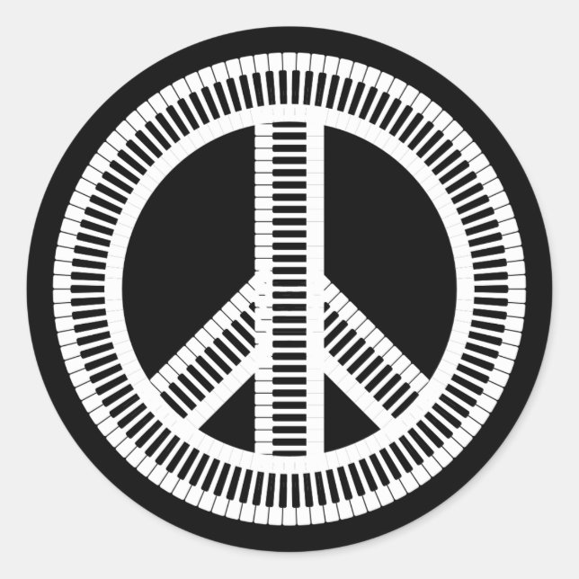 Sticker Rond Piano clavier isolé signe de paix créatif (Devant)