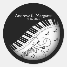 Sticker Rond Piano Keyboard Music Design Noms Date