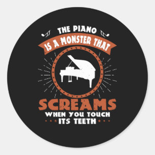 Sticker Rond Piano - Piano Est Un Monstre Avec Des Dents