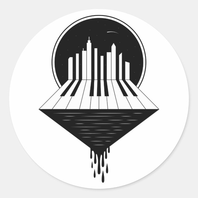 Sticker Rond Piano Skyline (Devant)