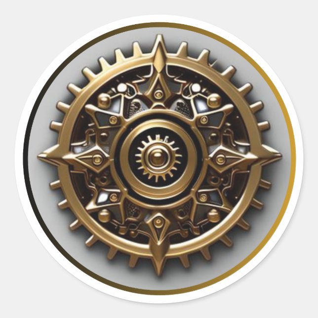 Sticker Rond Pic à vapeur Gear Steampunk #3 (Devant)