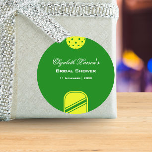 Sticker Rond Pickleball Amateurs Fête des mariées Neon Thème