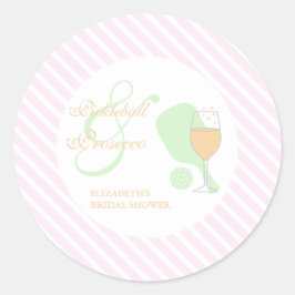 Sticker Rond Pickleball and Prosecco Bridal Shower