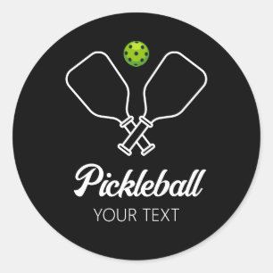 Sticker Rond Pickleball avec pagaies et balle Personnalisé
