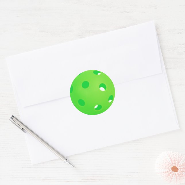 Sticker Rond Pickleball Bright Green Pickleball Ball (Enveloppe)