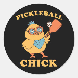 Sticker Rond Pickleball Chick - rétro