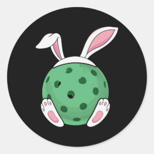 Sticker Rond Pickleball de lapin de Pâques - Fun Pickleball de 