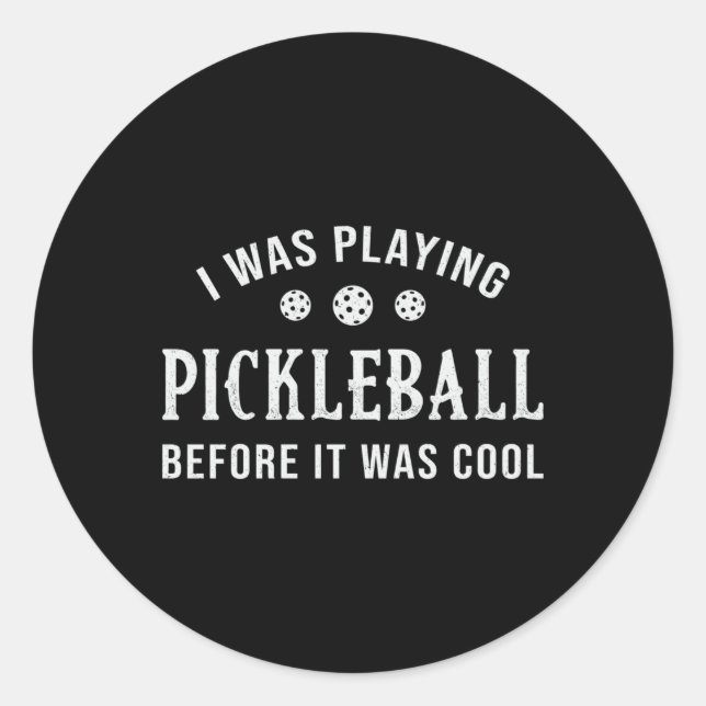 Sticker Rond Pickleball Dink Je Jouais À Pickleball Player (Devant)