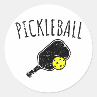 Sticker Rond Pickleball distressed design 