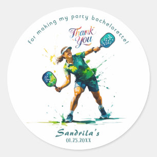 Sticker Rond Pickleball    Enterrement de vie de jeune fille 