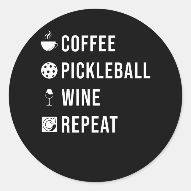 Sticker Rond Pickleball Gift Pickleball Répétition (Devant)