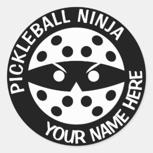 Sticker Rond Pickleball ninja personnalisé