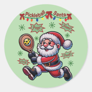 Sticker Rond Pickleball Noël du Père Noël