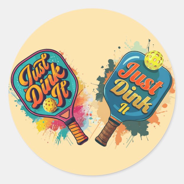Sticker Rond Pickleball Paddle - Design sportif et amusant (Devant)
