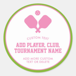 Sticker Rond Pickleball Party Paddles Rose Green Custom