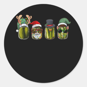 Sticker Rond Picks en conserve rétro Noël Santa Hat Reindeer