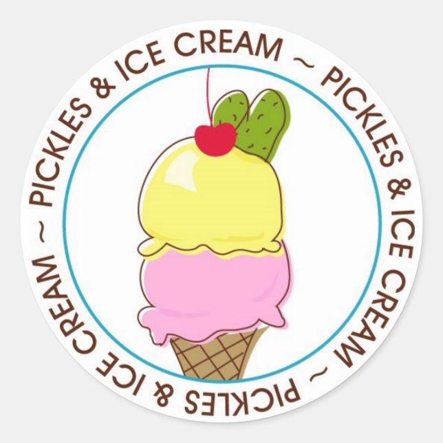 Sticker Rond Picks et crème glacée, Bordure bleue (Devant)