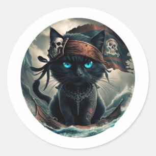 Sticker Rond Pico Art drôle Chat Abstrait