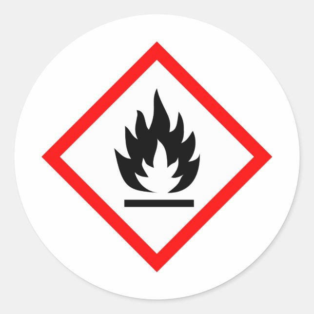 Sticker Rond Pictogramme [inflammable] (Devant)