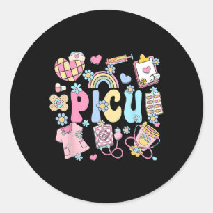 Sticker Rond Picu Infirmière Stuff Retro Infirmière pédiatrique