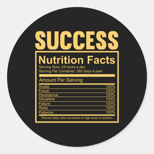 Sticker Rond Piculaires de réussite Citation de la valeur nutri (Devant)