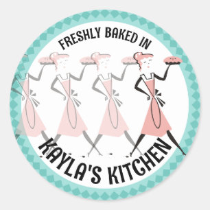 Sticker Rond Pie à tarte rétro de ma cuisine boulangerie st...