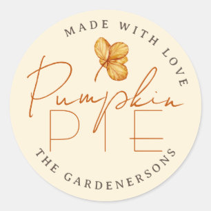 Sticker Rond Pie Citrouille Rustique Florale Automne